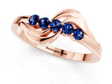 Rose gold Five-Stone Round Blue Sapphire Crossover Band with Prong Setting_19