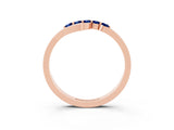 Rose gold Five-Stone Round Blue Sapphire Crossover Band with Prong Setting_21