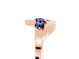 Rose gold Five-Stone Round Blue Sapphire Crossover Band with Prong Setting_23
