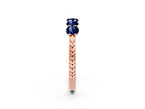 Rose gold Five-Stone Round Blue Sapphire Prong-Set Band_20