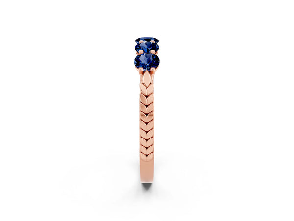 Rose gold Five-Stone Round Blue Sapphire Prong-Set Band