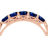 Rose gold Five-Stone Round Blue Sapphire Prong-Set Band_22