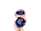 Rose gold Five-Stone Round Blue Sapphire Wave Band with Shared Prong Setting_11