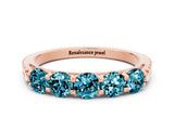 Rose gold Five-Stone Round Blue Topaz Prong-Set Band_18