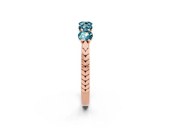 Rose gold Five-Stone Round Blue Topaz Prong-Set Band