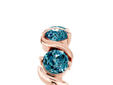 Rose gold Five-Stone Round Blue Topaz Wave Band with Shared Prong Setting_11