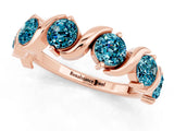 Rose gold Five-Stone Round Blue Topaz Wave Band with Shared Prong Setting_7