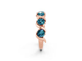 Rose gold Five-Stone Round Blue Topaz Wave Band with Shared Prong Setting_8
