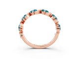 Rose gold Five-Stone Round Blue Topaz Wave Band with Shared Prong Setting_9