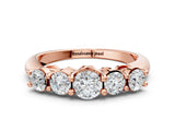 Rose gold Five-Stone Round Brilliant Diamond Prong Set White Gold Band_16
