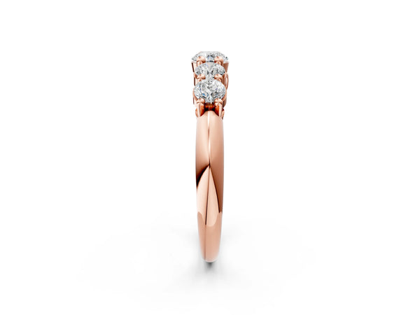 Rose gold Five-Stone Round Brilliant Diamond Prong Set White Gold Band