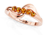 Rose gold Five-Stone Round Citrine Crossover Band with Prong Setting_19