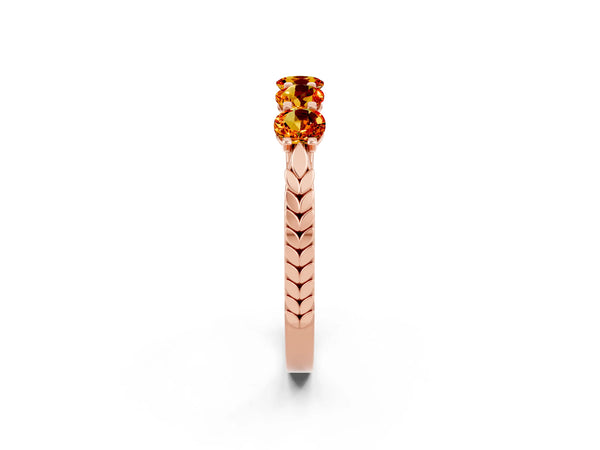 Rose gold Five-Stone Round Citrine Prong-Set Band
