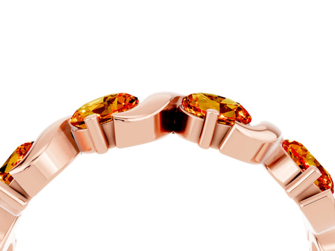 Rose gold Five-Stone Round Citrine Wave Band with Shared Prong Setting_10