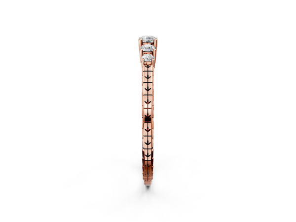Rose gold Five-Stone Round Cut Diamond Prong Set Eternity Band