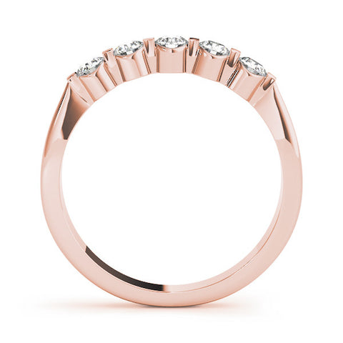 Rose gold Five-Stone Round Cut Diamond Prong-Set Half Eternity Band 1