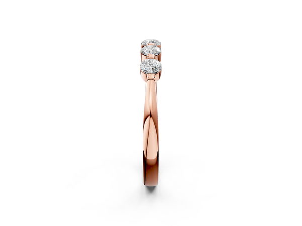 Rose gold Five-Stone Round Cut Diamond Prong-Set Half Eternity Band