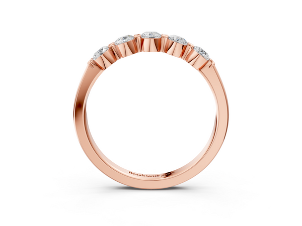Rose gold Five-Stone Round Cut Diamond Prong-Set Half Eternity Band