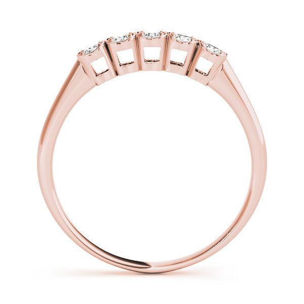 Rose gold Five-Stone Round Diamond Bezel Set White Gold Band 1