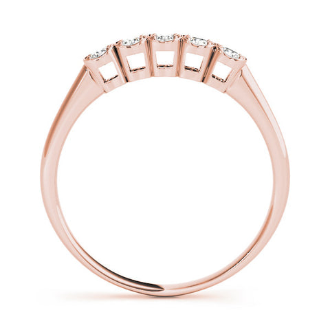 Rose gold Five-Stone Round Diamond Bezel Set White Gold Band 1