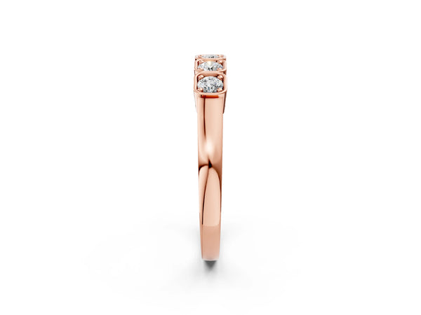 Rose gold Five-Stone Round Diamond Bezel Set White Gold Band