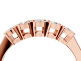 Rose gold Five-Stone Round Diamond Bezel Set White Gold Band_8
