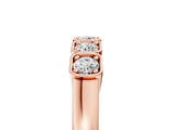 Rose gold Five-Stone Round Diamond Bezel Set White Gold Band_9