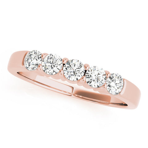 Rose gold Five-Stone Round Diamond Channel Set Band with Shared Prong Setting