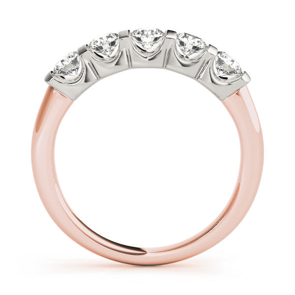 Rose gold Five-Stone Round Diamond Channel Set White Gold Band 1