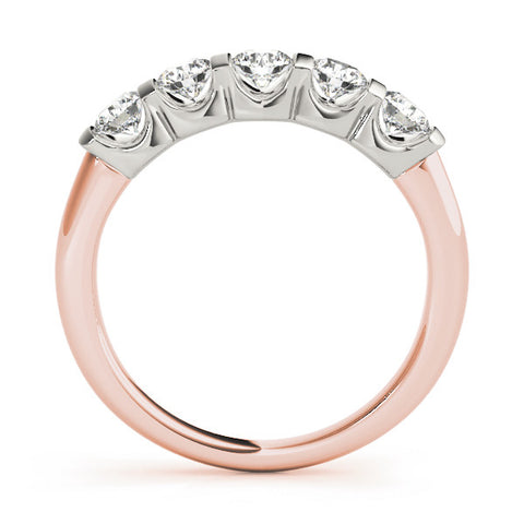 Rose gold Five-Stone Round Diamond Channel Set White Gold Band 1