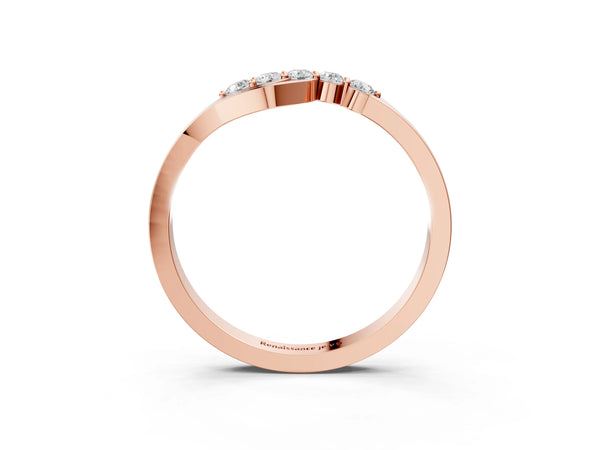 Rose gold Five-Stone Round Diamond Crossover Band with Prong Setting