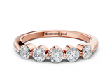 Rose gold Five-Stone Round Diamond Half-Eternity Band with Prong Setting_4