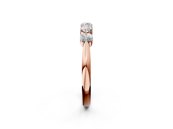 Rose gold Five-Stone Round Diamond Half-Eternity Band with Prong Setting