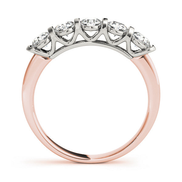 Rose gold Five-Stone Round Diamond Half-Eternity Bar-Set Ring 1