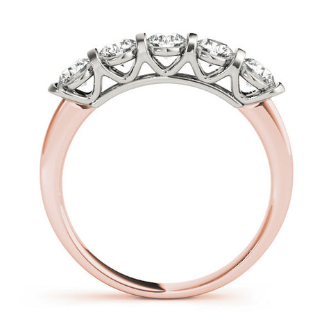 Rose gold Five-Stone Round Diamond Half-Eternity Bar-Set Ring 1