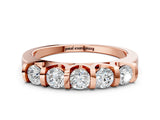 Rose gold Five-Stone Round Diamond Half-Eternity Bar-Set Ring_4