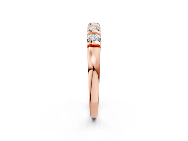 Rose gold Five-Stone Round Diamond Half-Eternity Bar-Set Ring