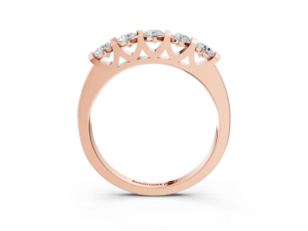 Rose gold Five-Stone Round Diamond Half-Eternity Bar-Set Ring