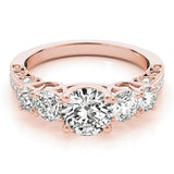 Rose gold Five-Stone Round Diamond Pave Band with Prong Setting 1