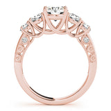Rose gold Five-Stone Round Diamond Pave Band with Prong Setting 2