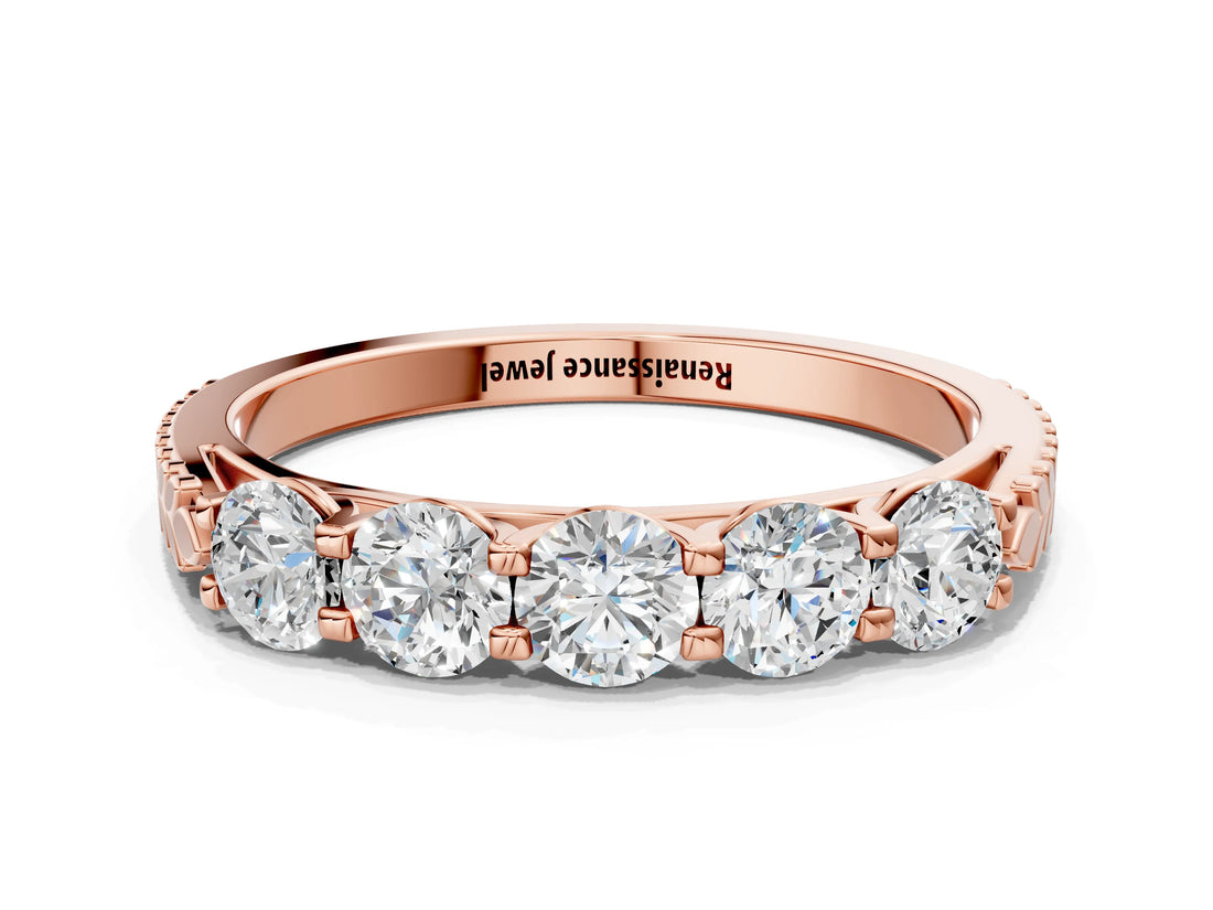 Rose gold Five-Stone Round Diamond Prong-Set Band_39