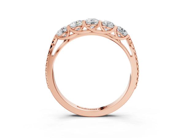 Rose gold Five-Stone Round Diamond Prong-Set Band