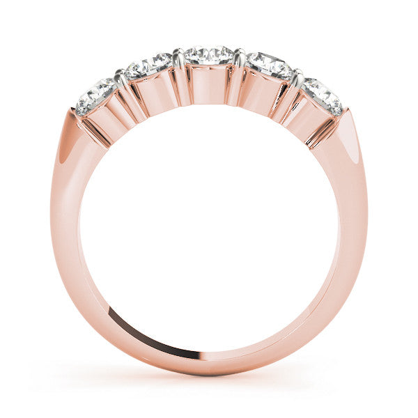 Rose gold Five-Stone Round Diamond Prong Set Half-Eternity Band 1