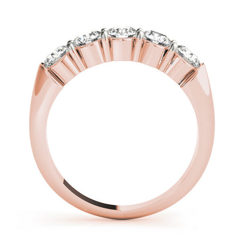 Rose gold Five-Stone Round Diamond Prong Set Half-Eternity Band 1