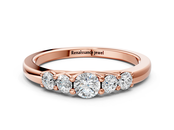 Rose gold Five-Stone Round Diamond Prong Set Half Eternity Band