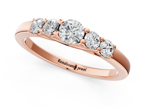 Rose gold Five-Stone Round Diamond Prong Set Half Eternity Band