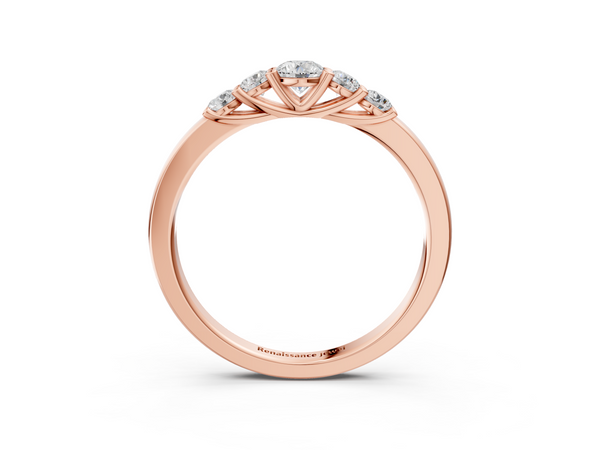 Rose gold Five-Stone Round Diamond Prong Set Half Eternity Band