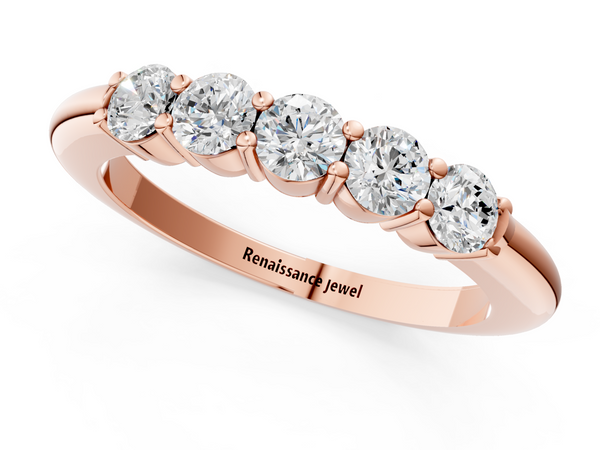 Rose gold Five-Stone Round Diamond Prong Set Half-Eternity Band
