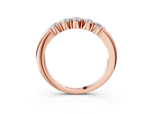 Rose gold Five-Stone Round Diamond Prong Set Half-Eternity Band