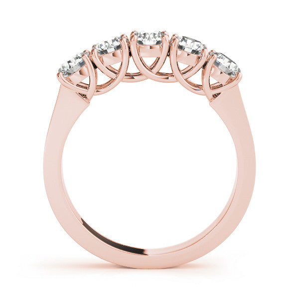 Rose gold Five-Stone Round Diamond Prong-Set White Gold Band 1